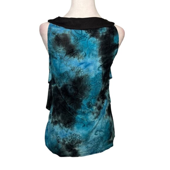 Y2K Blue Black Velvet Burnout Top Indie Going Out Top Forest Fairy Grunge Small - Picture 5 of 10